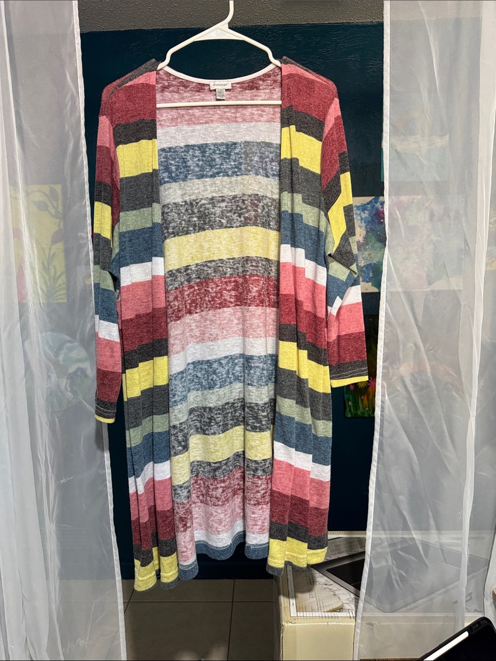 Striped Lightweight Open-Front Cardigan Sweater - Multicolor